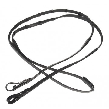 Horse comfort leather/rubber reins with stopper