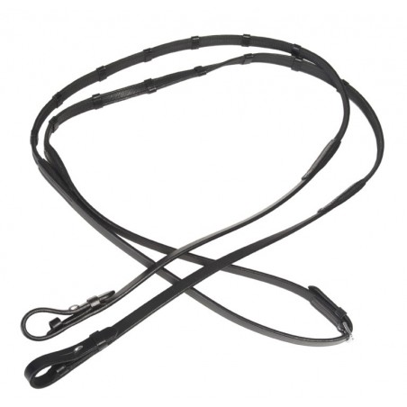 Horse comfort leather/rubber reins with stopper