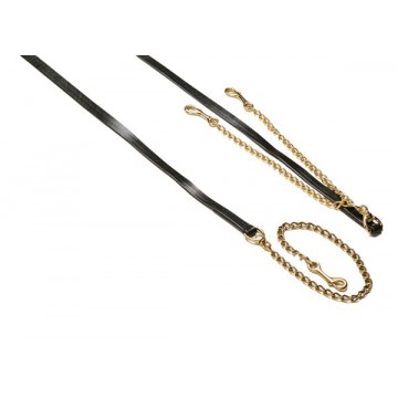 W-Profile leather lead with one chain  snap hook