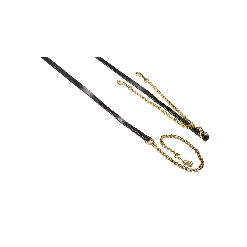 W-Profile leather lead with one chain  snap hook