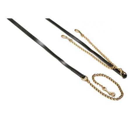 W-Profile leather lead with one chain  snap hook